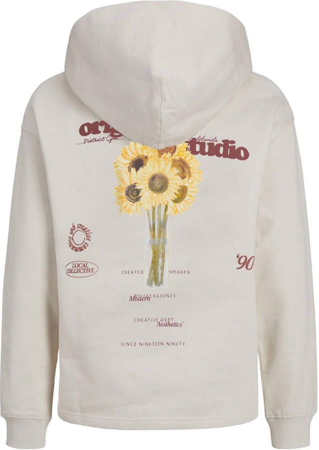 JACK & JONES JUNIOR hoodie JORGREENPOINT met backprint ecru