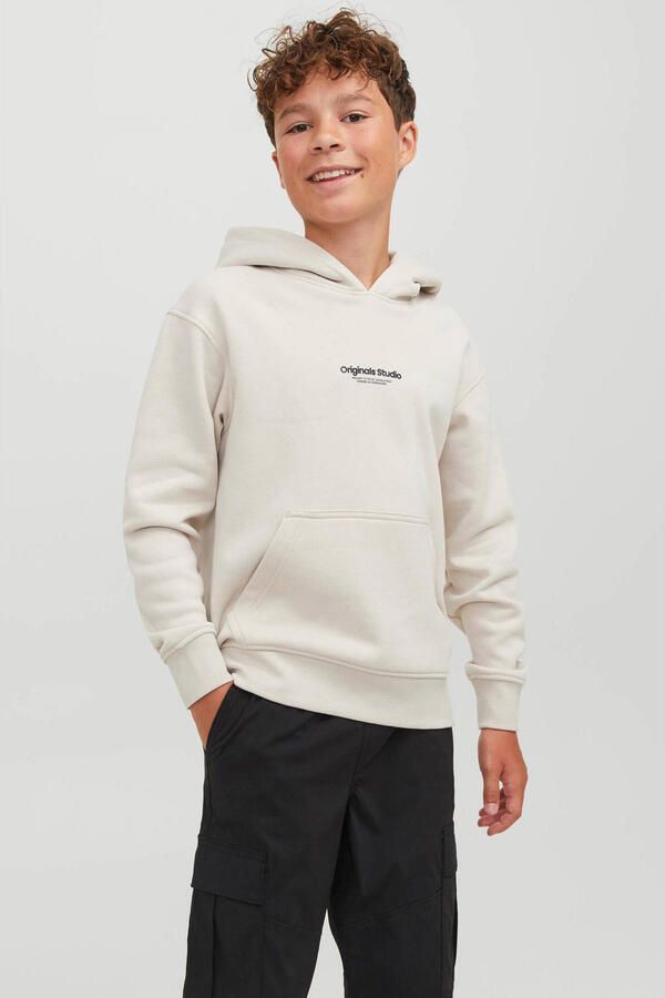 Jack & jones JUNIOR hoodie JORVESTERBRO met tekst offwhite Sweater Ecru 128