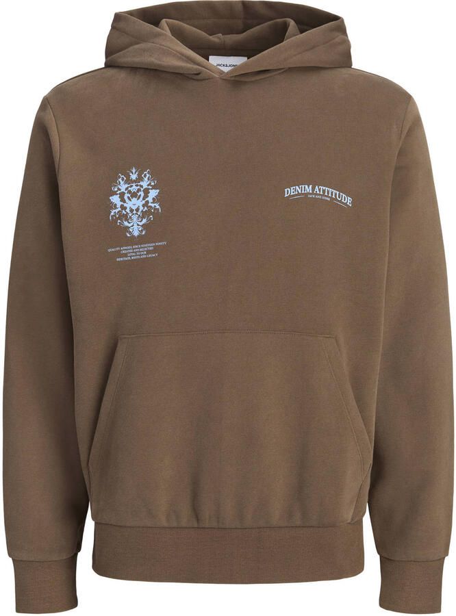 JACK & JONES JUNIOR hoodie met backprint bruin