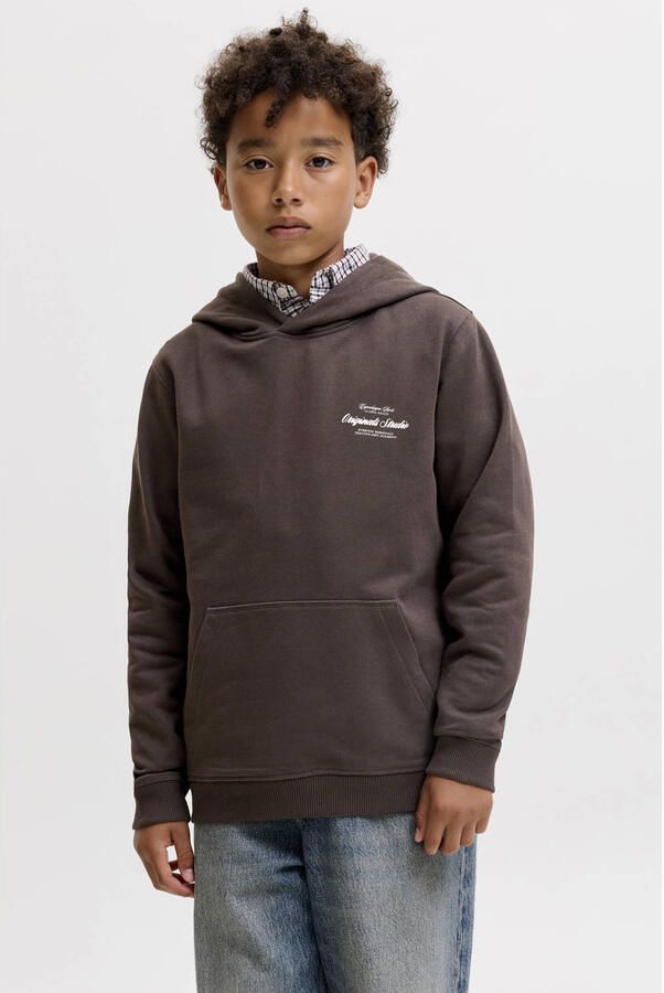 JACK & JONES JUNIOR hoodie met backprint donkerbruin - Foto 2
