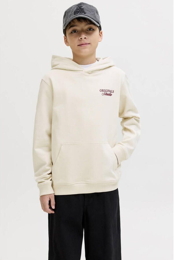 JACK & JONES JUNIOR hoodie met backprint ecru