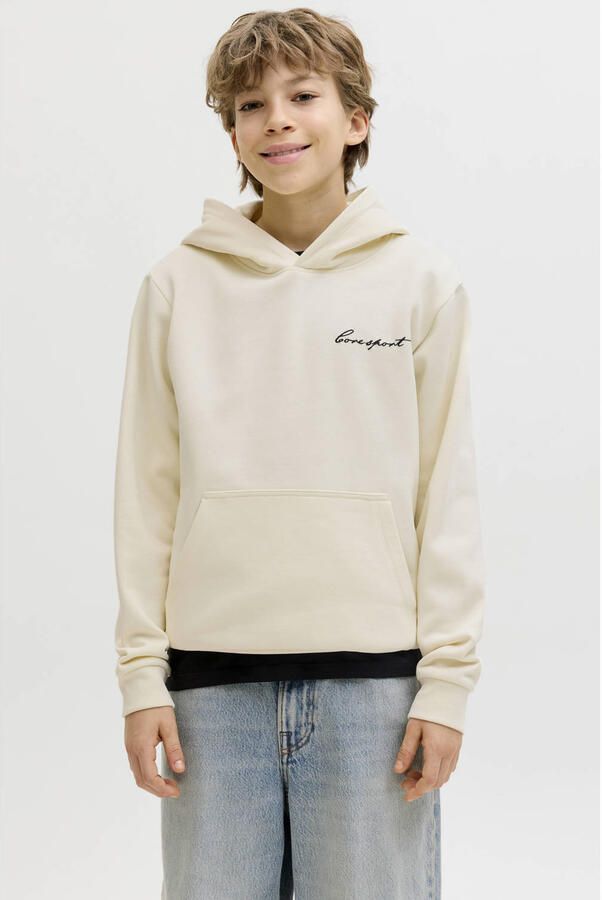 JACK & JONES JUNIOR hoodie met backprint ecru
