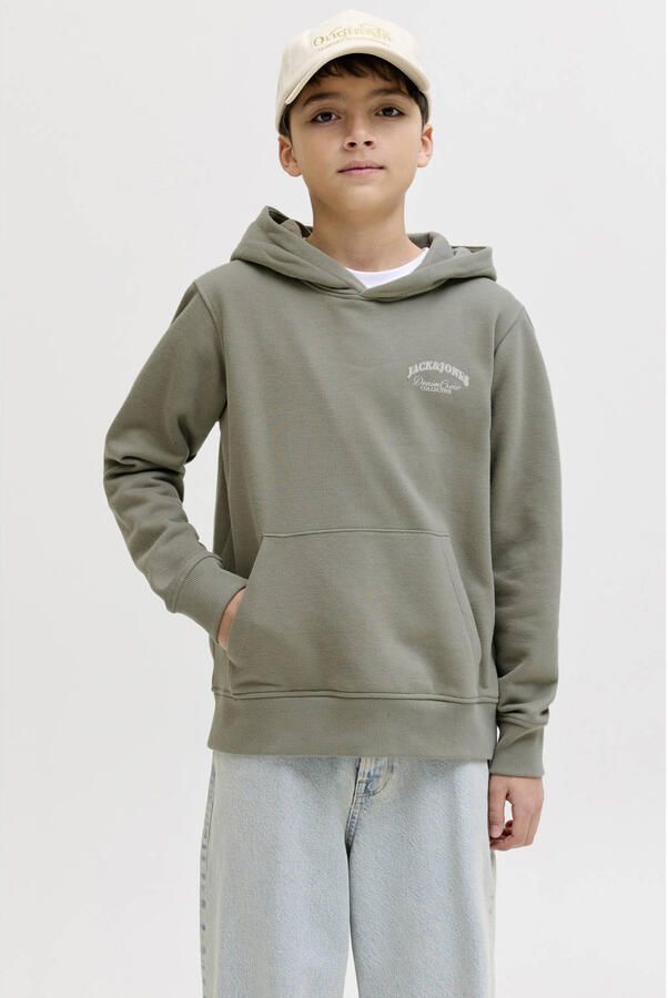 JACK & JONES JUNIOR hoodie met backprint grjsgroen