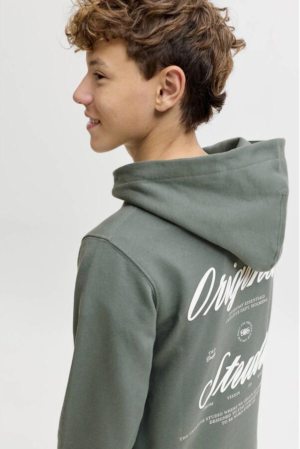 JACK & JONES JUNIOR hoodie met backprint groen - Foto 3