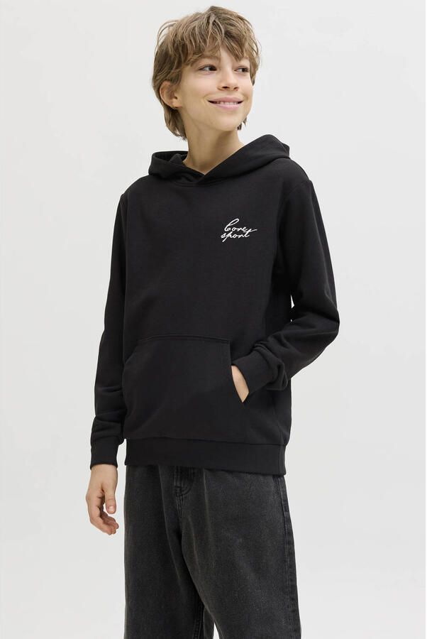 JACK & JONES JUNIOR hoodie met backprint zwart