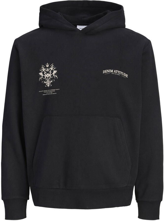 JACK & JONES JUNIOR hoodie met backprint zwart