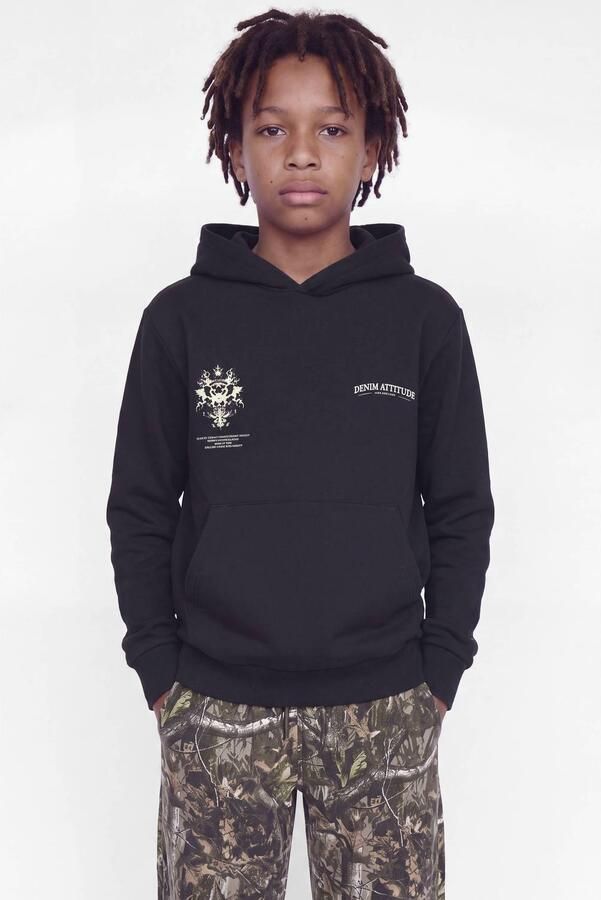 JACK & JONES JUNIOR hoodie met backprint zwart Sweater Backprint
