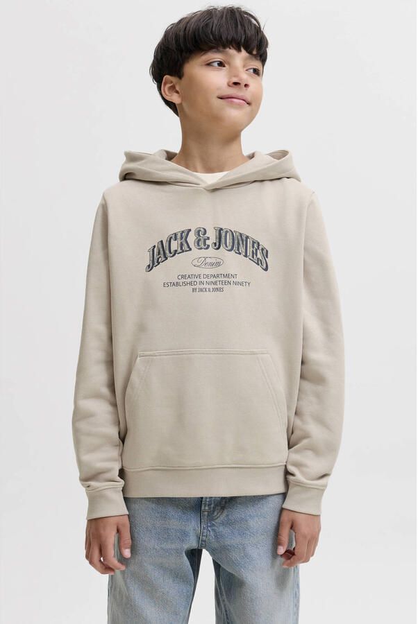 JACK & JONES JUNIOR hoodie met logo beige Sweater Logo