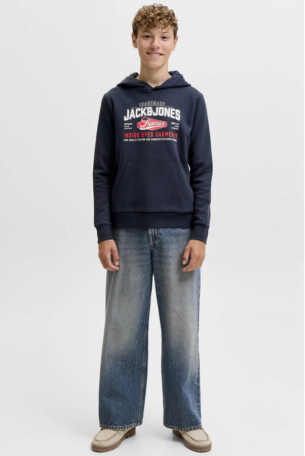 JACK & JONES JUNIOR hoodie met logo donkerblauw - Foto 2