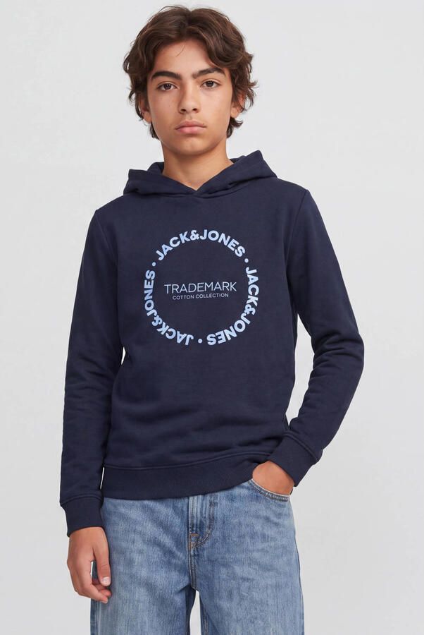 JACK & JONES JUNIOR hoodie met logo donkerblauw