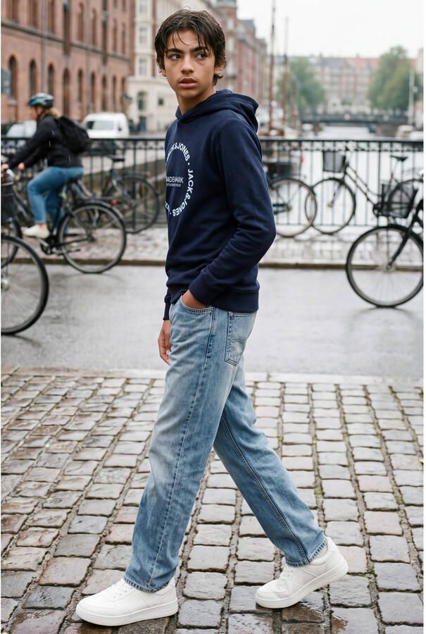 JACK & JONES JUNIOR hoodie met logo donkerblauw Sweater Logo - Foto 3