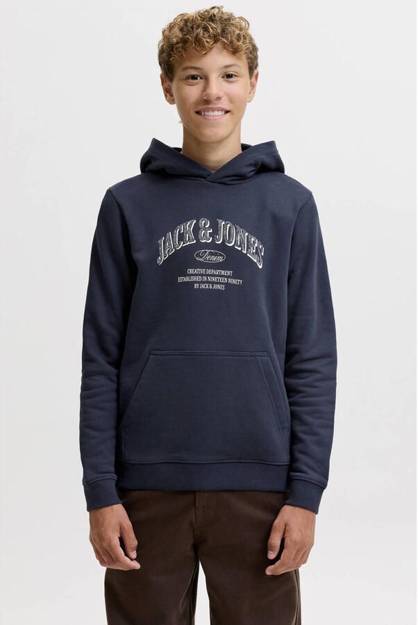 JACK & JONES JUNIOR hoodie met logo donkerblauw Sweater Logo