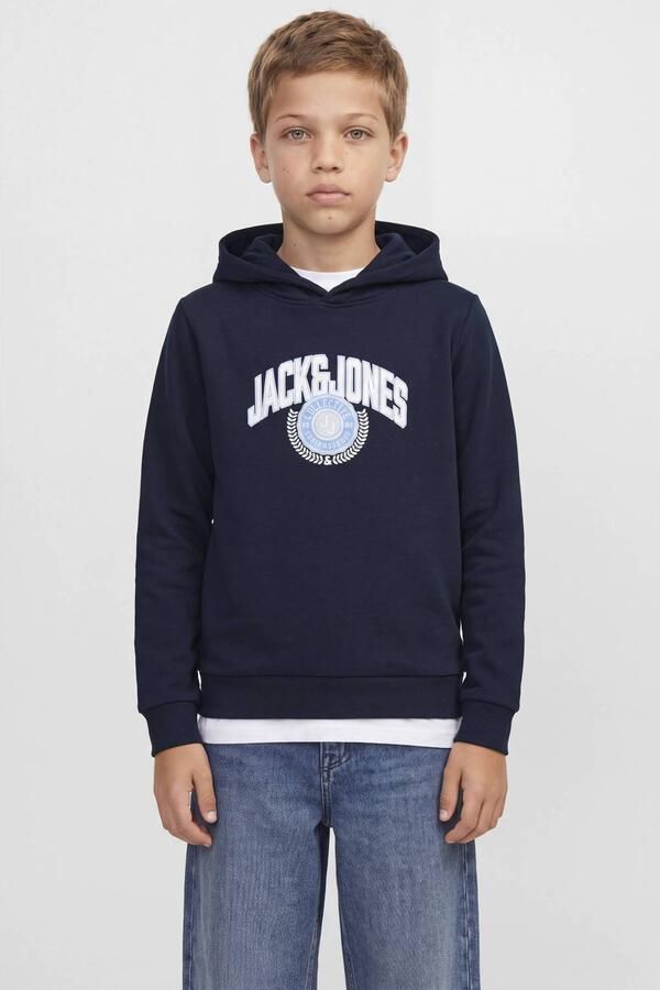 JACK & JONES JUNIOR hoodie met logo donkerblauw Sweater Logo