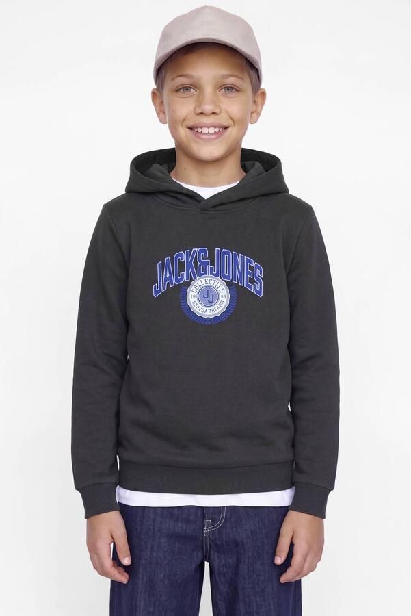 JACK & JONES JUNIOR hoodie met logo donkergrijs Sweater Logo