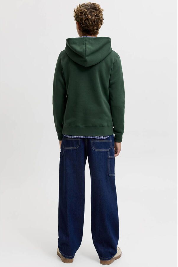 JACK & JONES JUNIOR hoodie met logo donkergroen - Foto 3