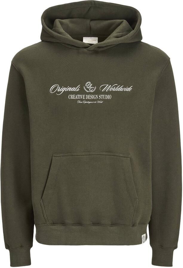 JACK & JONES JUNIOR hoodie met logo donkergroen Sweater Logo