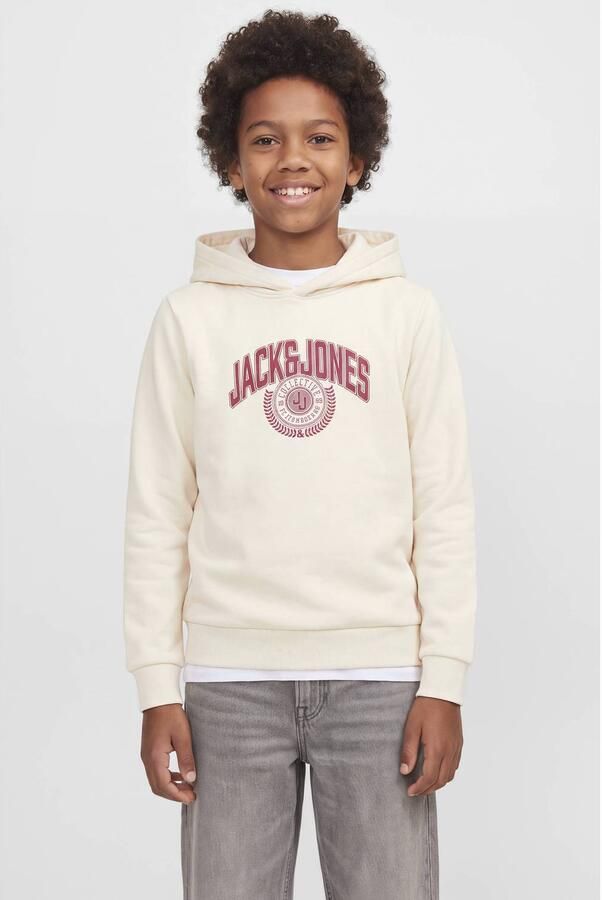 JACK & JONES JUNIOR hoodie met logo ecru Sweater Logo