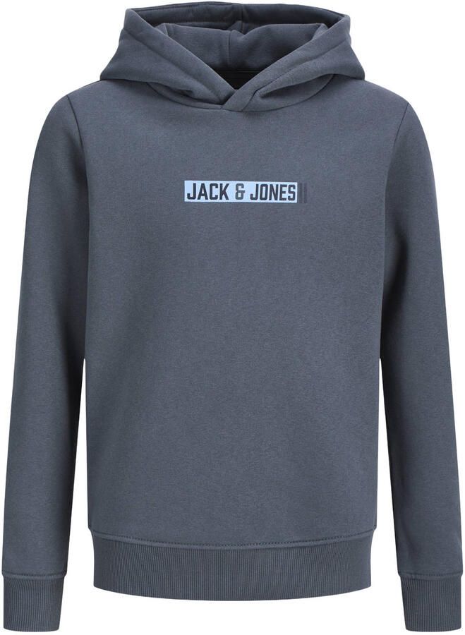JACK & JONES JUNIOR hoodie met logo grijsblauw
