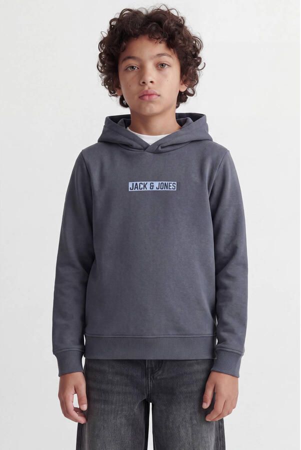 JACK & JONES JUNIOR hoodie met logo grijsblauw