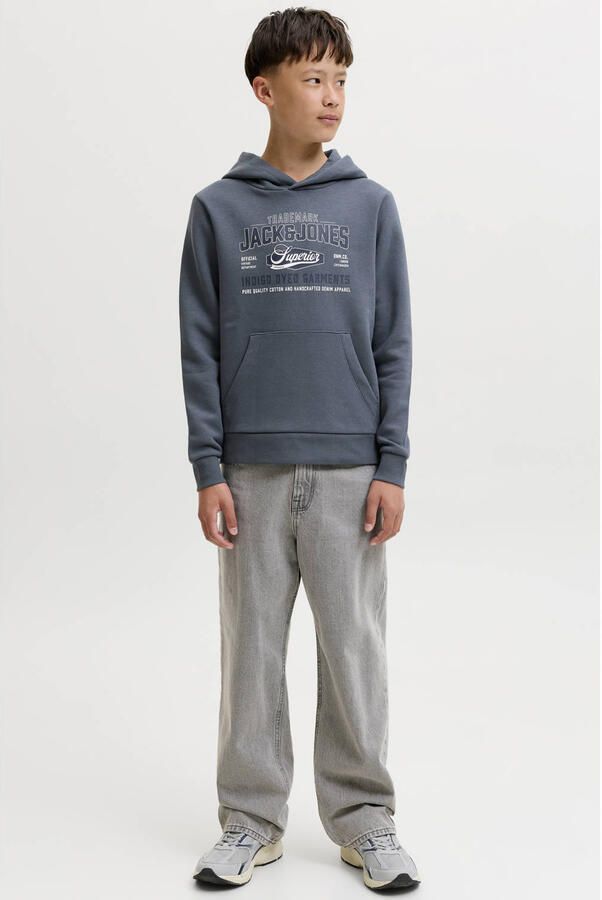 JACK & JONES JUNIOR hoodie met logo grijsblauw