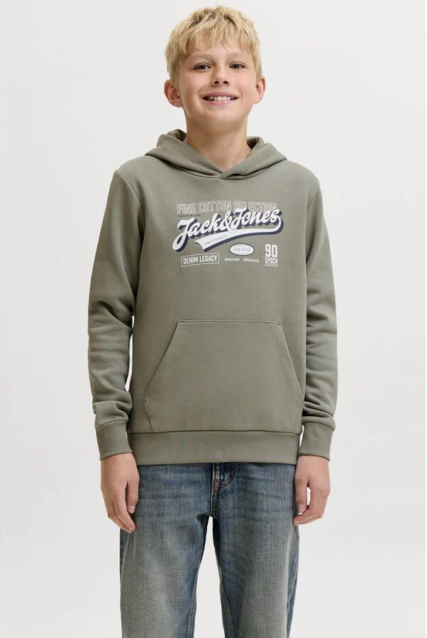 JACK & JONES JUNIOR hoodie met logo grijsgroen