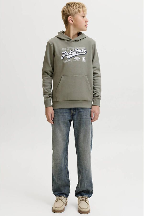 JACK & JONES JUNIOR hoodie met logo grijsgroen - Foto 2