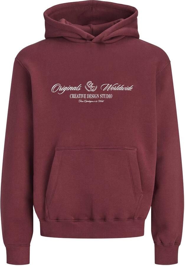 JACK & JONES JUNIOR hoodie met logo roodbruin Sweater Logo