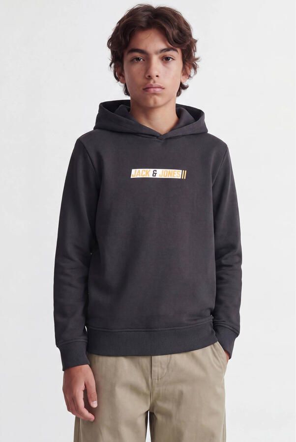 JACK & JONES JUNIOR hoodie met logo zwart
