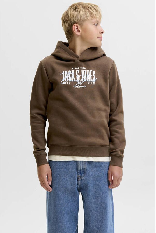 JACK & JONES JUNIOR hoodie met print bruin