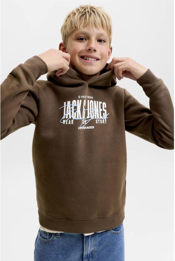 JACK & JONES JUNIOR hoodie met print bruin - Foto 2