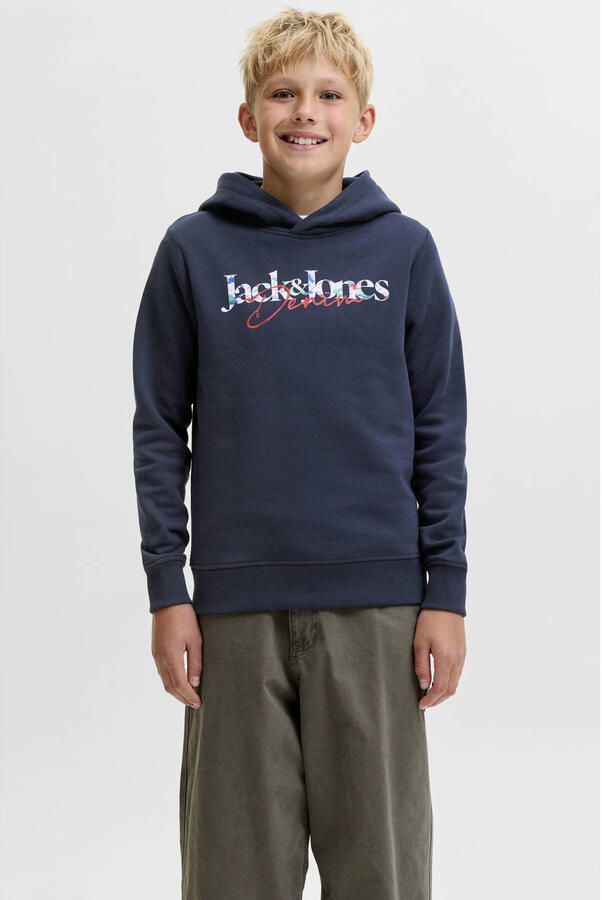JACK & JONES JUNIOR hoodie met print donkerblauw