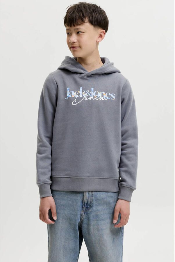 JACK & JONES JUNIOR hoodie met print grijs