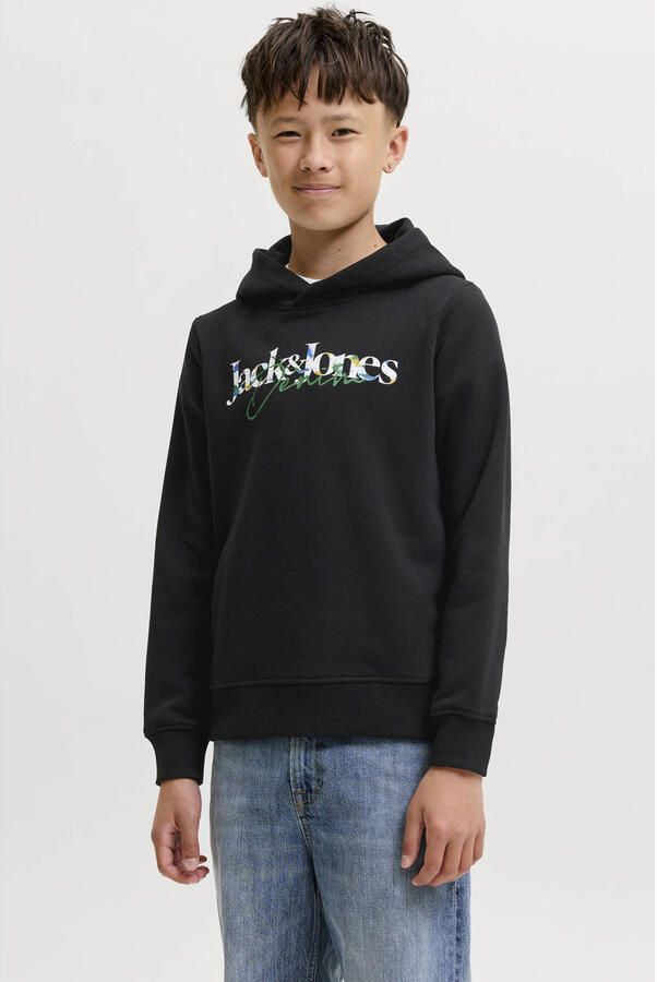 JACK & JONES JUNIOR hoodie met print zwart