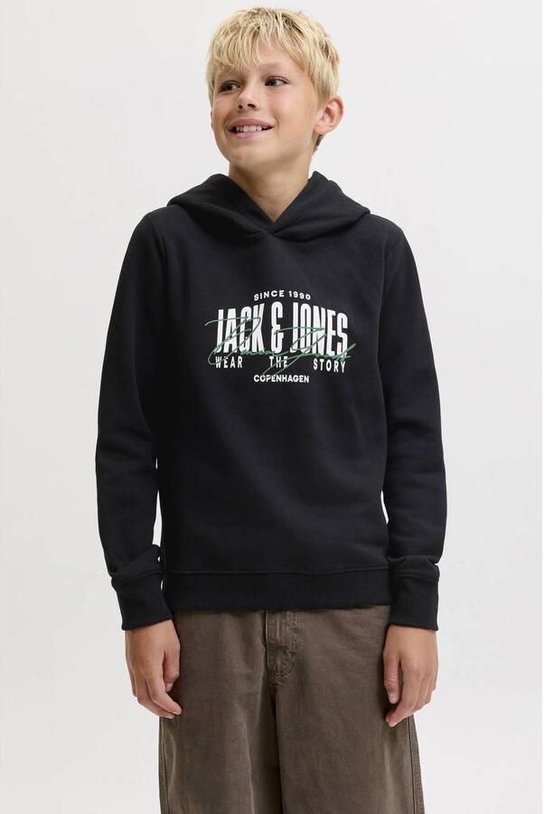 JACK & JONES JUNIOR hoodie met print zwart