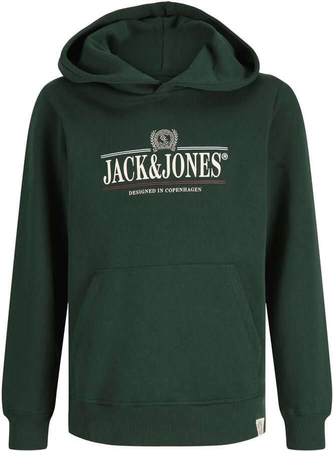 JACK & JONES JUNIOR hoodie met tekst donkergroen - Foto 2