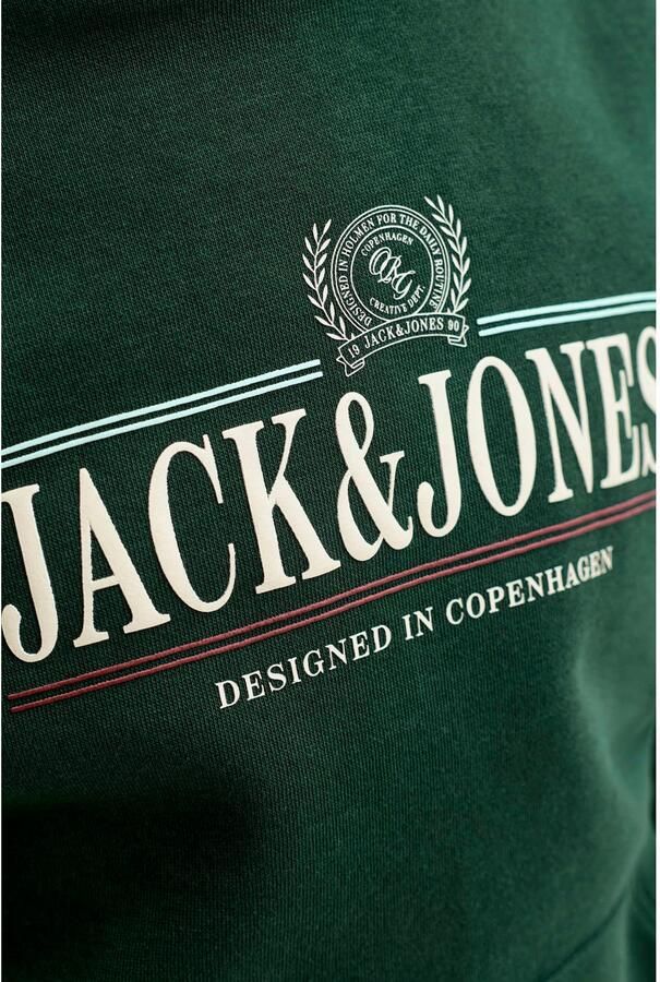 JACK & JONES JUNIOR hoodie met tekst donkergroen - Foto 3
