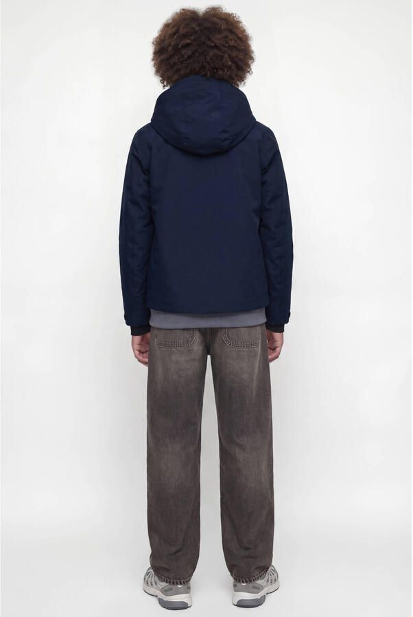 JACK & JONES JUNIOR gewatteerde winterjas donkerblauw Jongens Polyester Capuchon - Foto 2