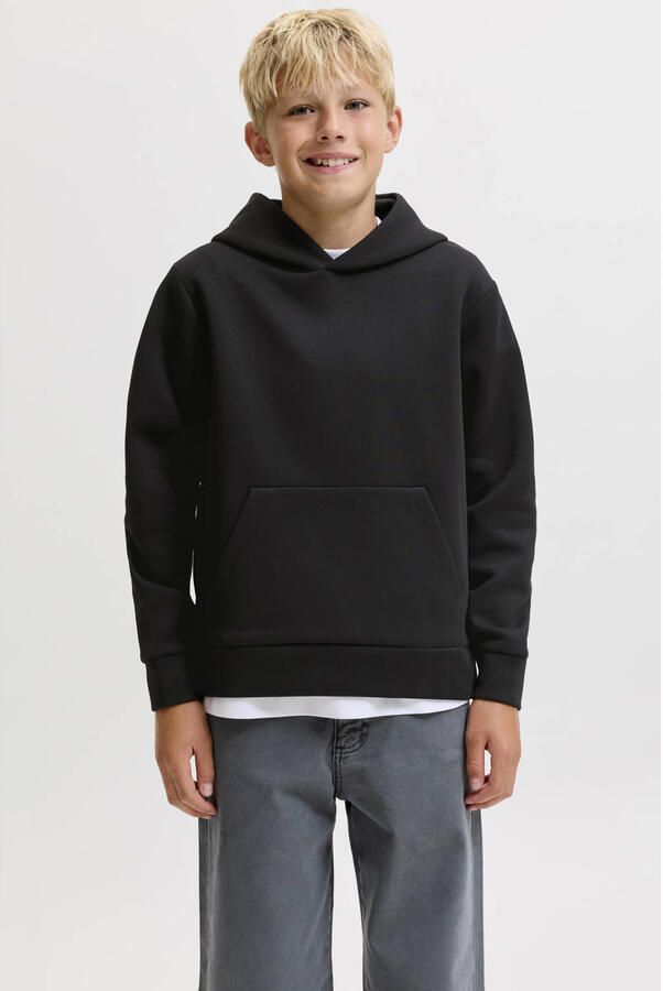 JACK & JONES JUNIOR JJEBARRON hoodie zwart Sweater Effen