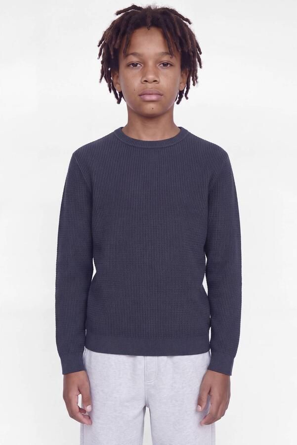 JACK & JONES JUNIOR katoenen gebreide trui donkerblauw Effen