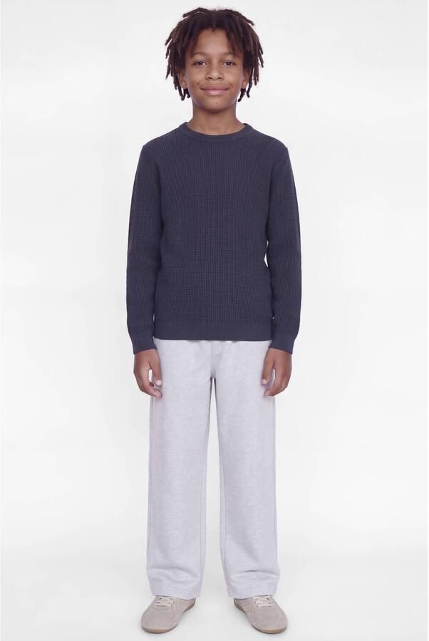 JACK & JONES JUNIOR katoenen gebreide trui donkerblauw Effen - Foto 3