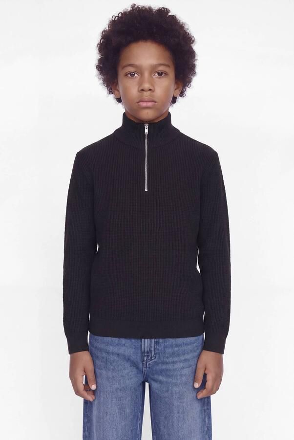 JACK & JONES JUNIOR katoenen gebreide trui donkergroen Effen