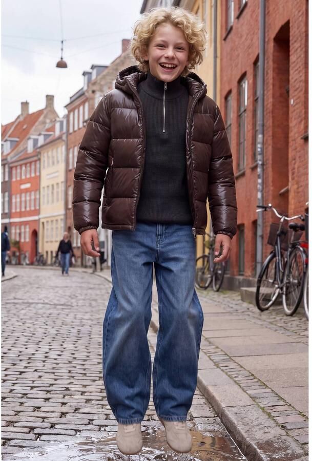 JACK & JONES JUNIOR katoenen gebreide trui donkergroen Effen - Foto 2