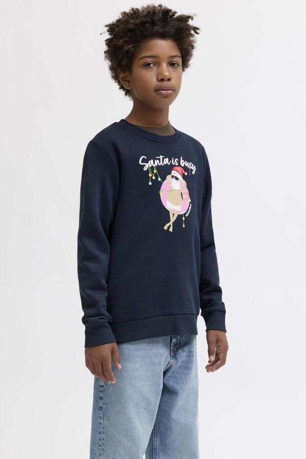 JACK & JONES JUNIOR kerstsweater donkerblauw
