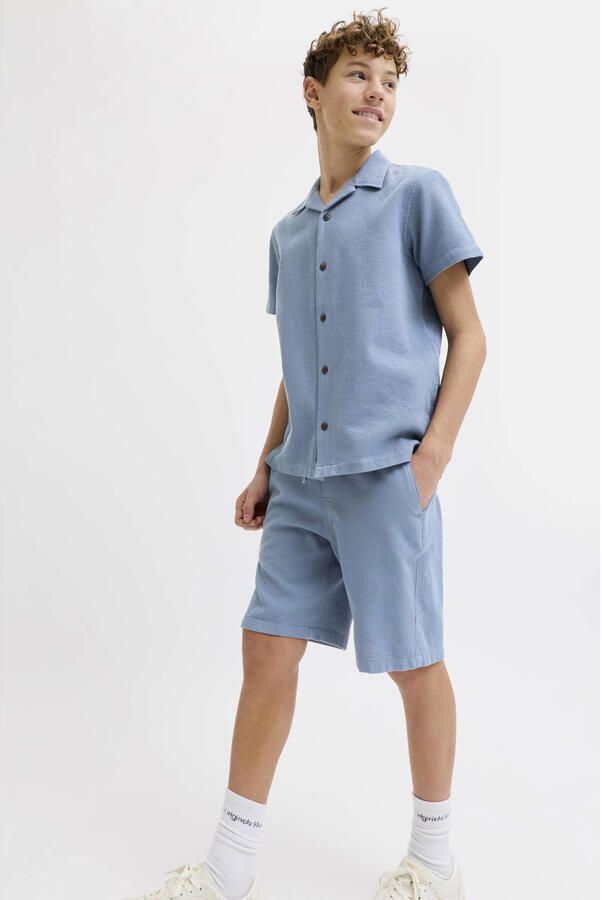JACK & JONES JUNIOR korte broek + overhemd met textuur blauw - Foto 2