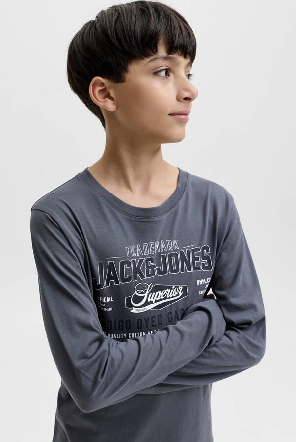 JACK & JONES JUNIOR longsleeve met logo blauw - Foto 3