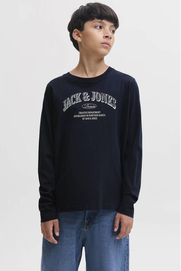 JACK & JONES JUNIOR longsleeve met logo donkerblauw