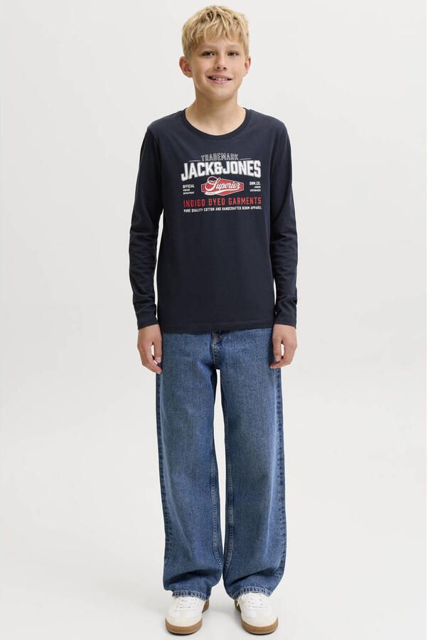 JACK & JONES JUNIOR longsleeve met logo donkerblauw - Foto 2