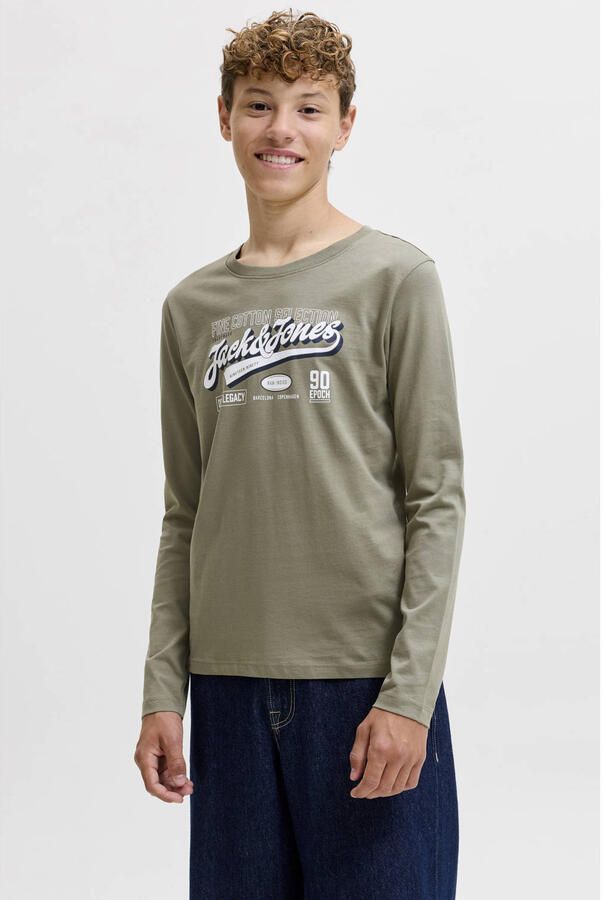 JACK & JONES JUNIOR longsleeve met logo grijsgroen