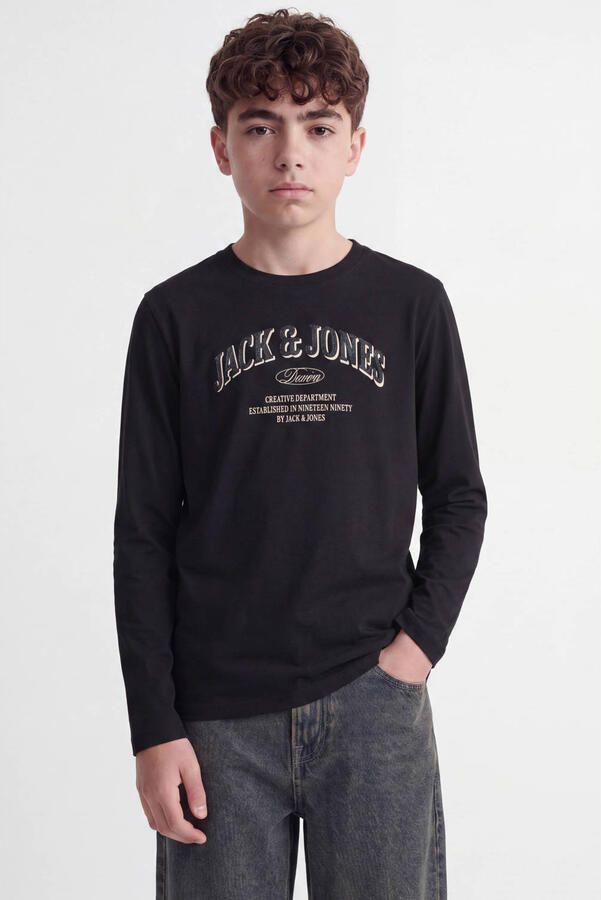 JACK & JONES JUNIOR longsleeve met logo zwart
