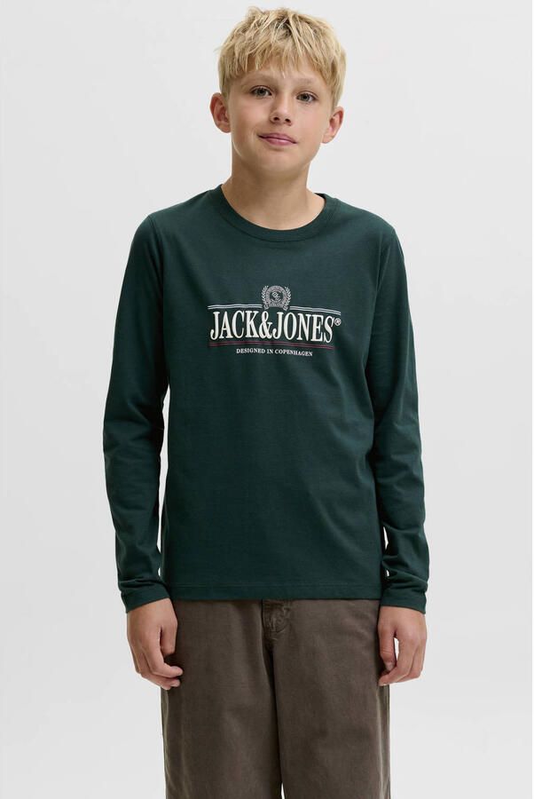 JACK & JONES JUNIOR longsleeve met print donkergroen
